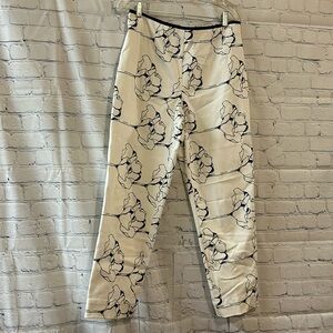 Tyler Boe Chopped/Ankle White/Navy Floral Print Pants SZ 10